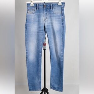 Diesel Men’s Larkee-Beex 28x32 Regular Tapered Jeans Light Wash Distressed Denim